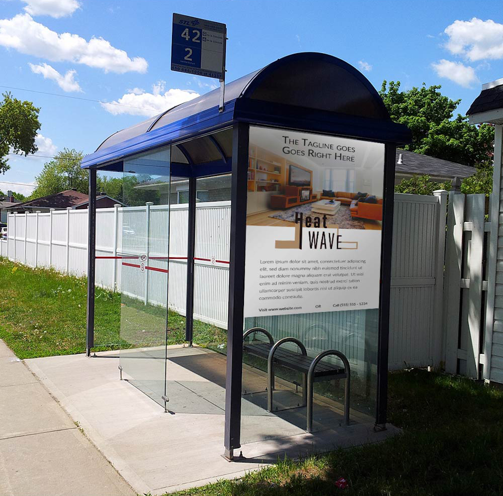 Promotional Mockup. Bus Stop outdoor promotional poster mockup template. Free Photoshop Mockup Download
